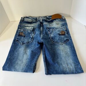 Men's Slim Straight Hummer Blue Jeans Size 32 waist 30 inseam comfy elastic fit